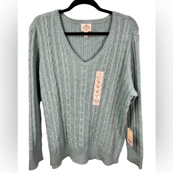 St John’s Bay V-Neck Cable Knit Sweater Womens size 2X - Picture 1 of 9